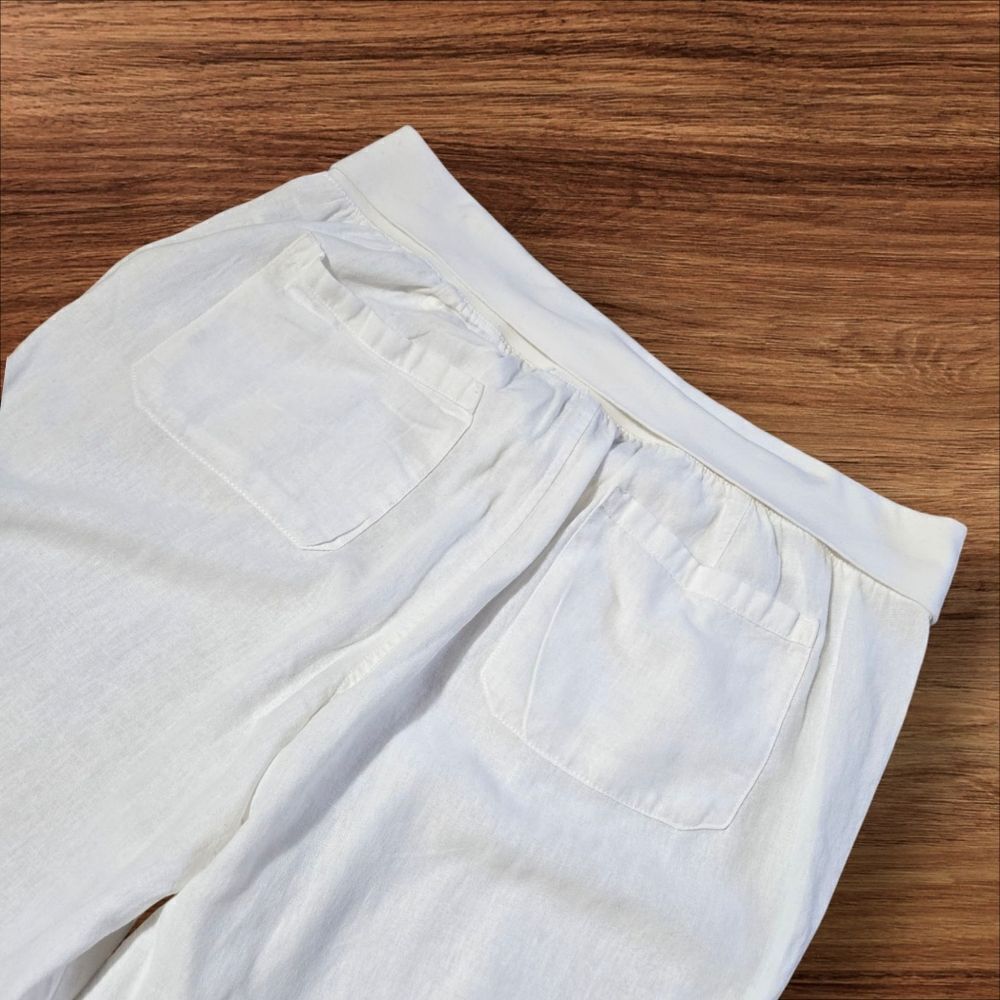 Old Navy Y2K White Linen Blend Foldover Lounge Pants - Picture 4 of 6